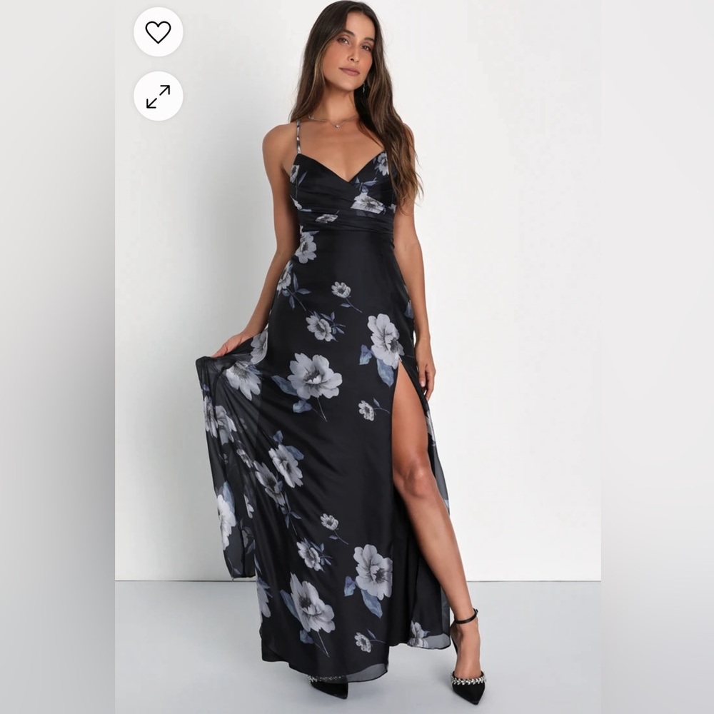 Alluring Blossoms Black Floral Backless Maxi Dress
